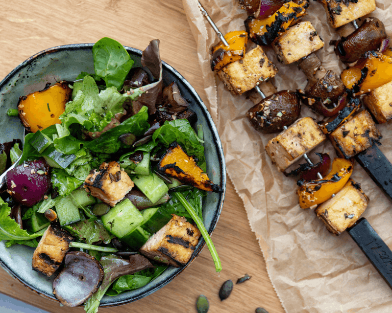 BBQ-Tofu-Gemüsespieße 