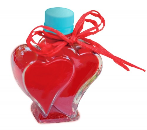 Erdbeerlimes in Herzflasche