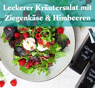 https://www.vomfass.at/Kräutersalat mit Ziegenkäse und Himbeeren